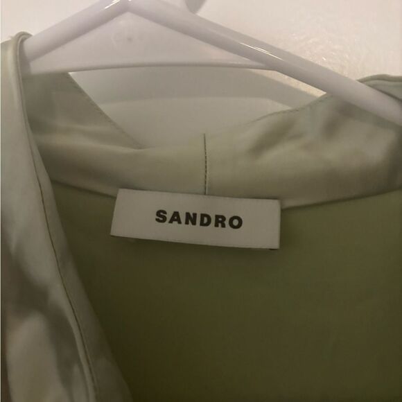 Sandro Rachel Satin Midi Dress light mint green size 38/ us 6 NWOT - Picture 6 of 7